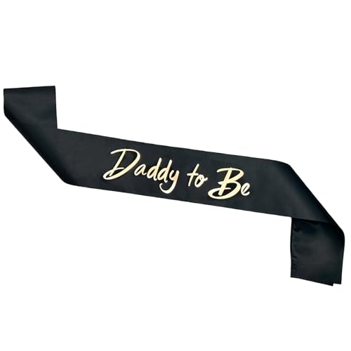 Bliceon Schärpe mit Aufschrift "Daddy to Be", schwarze Folie, Satin, Babyparty-Schärpe, Partygeschenk für werdende Väter – Partyzubehör von Bliceon