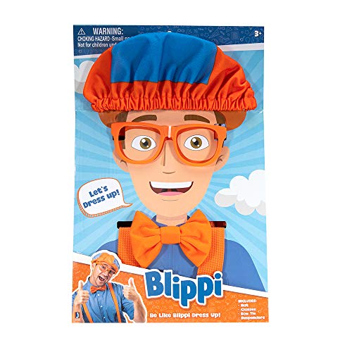 Blippi lustiges Rollenspiel-Zubehör, perfekt für Blippi-Kostüm, einschließlich Blippis ikonischer orangefarbener Fliege, Hosenträger, Hüte und Brille, für kleine Kinder und Kleinkinder - Be Like von TOY PARTNER