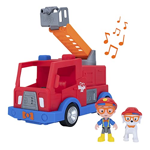 Blippi BLP0234 Truck-Fun Freilauf-Funktionen, einschließlich 3 Feuerwehrmann und Feuerwehrhund, Geräusche und Sätze, Lernfahrzeuge für Kleinkinder und Junge Kinder, Rot von Blippi