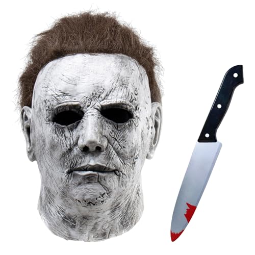 Blisscok Halloween-Maske Michael Myers, Halloween-Horror-Maske, gruseliges Monster für Partys, Horror-Dekorationen inklusive Miles-Maske, das rote Messer von Blisscok