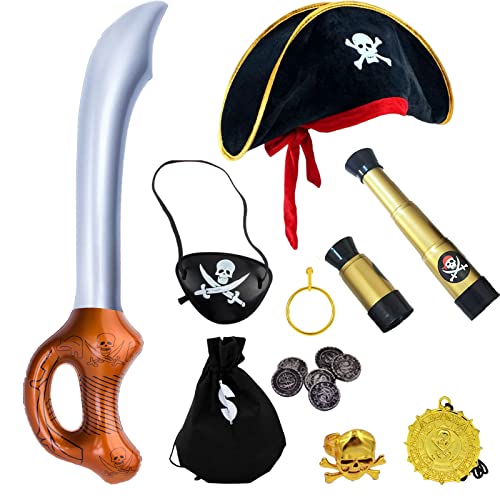 Blisscok 8-teilig Piratenkostüm Kinder,Piratenkostüm Piraten Accessoires Kinder Cosplay Zubehör,Halloween Kostüm Kinder Piraten Party Kostüm Prop für Karneval Halloween (Hut) von Blisscok