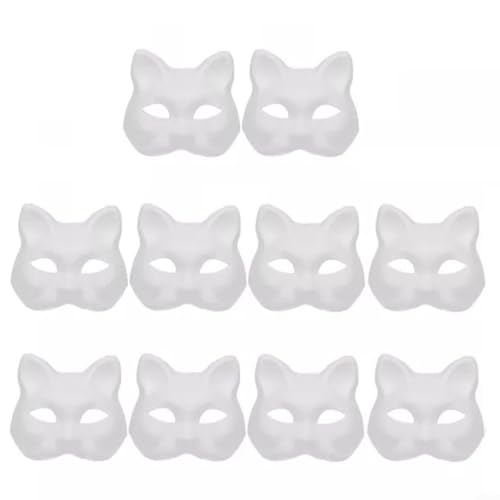 10 Stück Katzenmaske, Halloween, DIY, Kinder und Erwachsene, bemaltes Gesicht, Tierparty, personalisieren Sie Ihren Look mit handbemaltem Persönlichkeitsmasken-Set für Halloween von BlissfulAbode