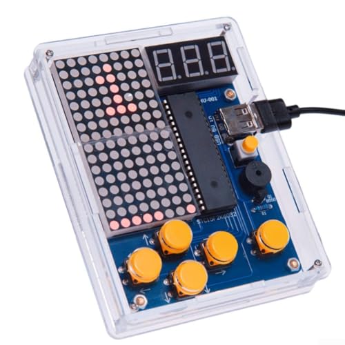 Retro Electronic DIY Kit 51 Mikrocontroller Spielkonsole mit lustigen Pixelspielen und Erweiterungsoptionen (A) von BlissfulAbode