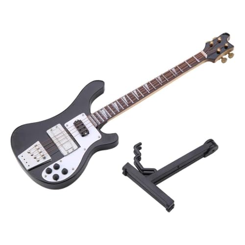 Blmirror Miniatur-Bass, Miniatur-Bass, Miniatur-Gitarre mit Ständer und Koffer, Instrumentenmodell, Ornamente für Bücherregal, Schreibtisch von Blmirror