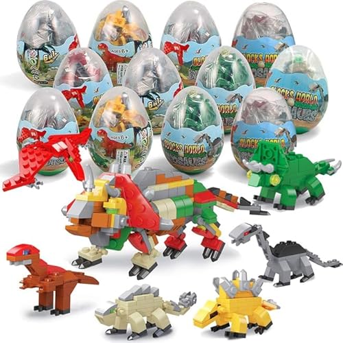 BloXLady | Dinosaurier Eier Spielzeug mit Klemmbausteinen für Mädchen und Jungen - Geburtstag,Kids Party, Ostern, Geschenk für Kinder 6-12 Jahre - Dinos wie Velociraptor,Triceratops von BloXLady