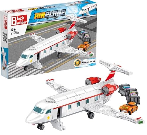 Block Builder Flugzeugbaustein-Set (633 Teile) Luftfahrt-Serie Bausteine für Kinder und Erwachsene von Block Builder