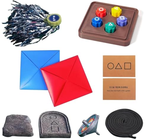 Gonggi Korean Game Squid Gongi Game Pack, Folk Dice Stone Catching Game Jebi Kicks, Gong-gi, Biseokchigi, Paeng-y, DDAKJI, Hand Auge Koordination Training Spielzeug (All Game Set) von BlockPro