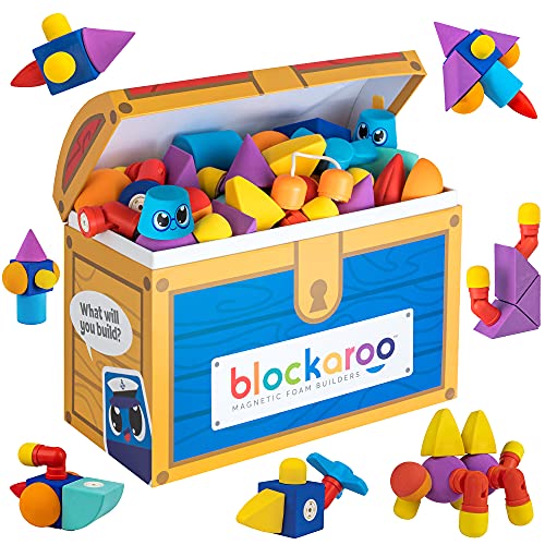 Blockaroo Magnetische Baukloetze als Lernspiel Fuer Kinder, paedagogisches Wasserspielzeug Set Fuer kreative Konstruktionen, optimal Fuer die Bannewanne von Blockaroo