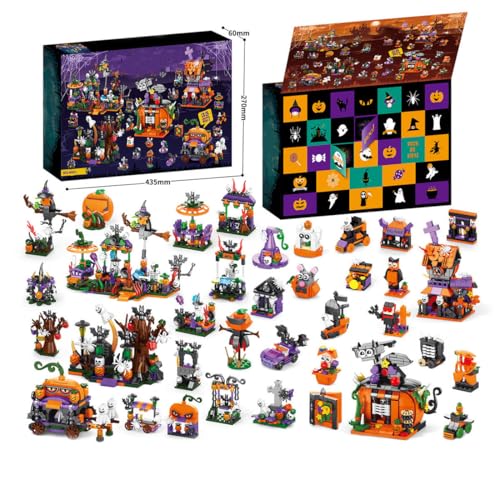 BlocteckToy Halloween Adventskalender 2024 Bausteine Set, 31 Tage 6 in 1 Halloween Countdown Kalender für Teenager Jungen Erwachsene (1057 Teile) von BlocteckToy