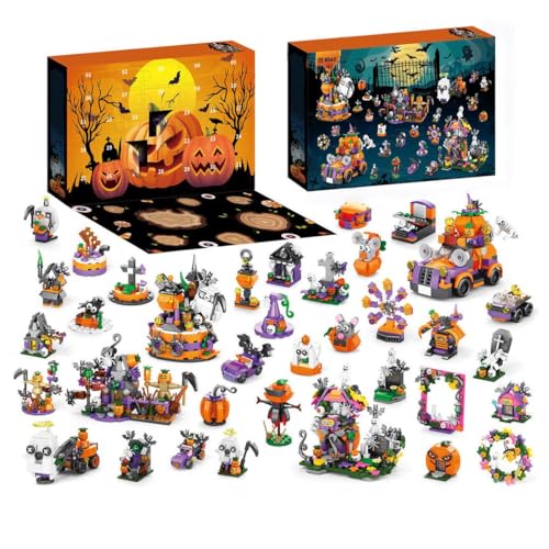 BlocteckToy Halloween Adventskalender 2024 Bausteine Set, 31 Tage 6 in 1 Halloween Countdown Kalender für Teenager Jungen Erwachsene (1328 Teile) von BlocteckToy