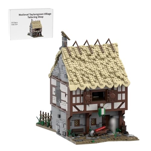 BlocteckToy Klemmbausteine Mittelalterlicher Taylorsgreen Dorf Schneiderei Set, 2970 Teile Mittelalterliches Architecture Haus Gebäude Set von BlocteckToy