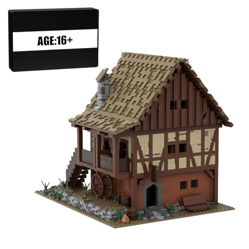 BlocteckToy Klemmbausteine Mittelalterliches Thales Green Village Waffenladen Set, 3197 Teile Mittelalterliches Architecture Haus Gebäude Set von BlocteckToy