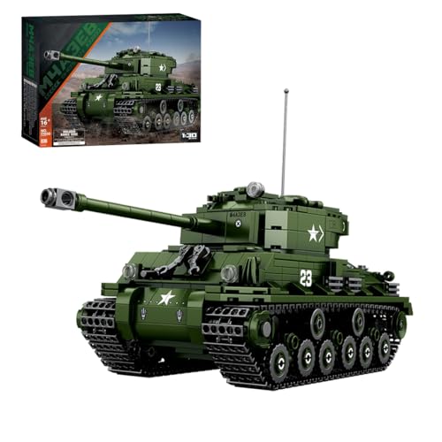 BlocteckToy Klemmbausteine Panzer Modell, 836 Teile 1/30 WW2 M4A3E8 Panzer Militär Schwerer Tank Bausteine Modellbausatz von BlocteckToy