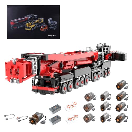 BlocteckToy LTM 11200 Kran Technik Raupenkran Klemmbausteine, 7983 Teile Kranwagen MOC Bagger LKW Kran Baufahrzeug Bauspielzeug Modell mit 11 Motoren von BlocteckToy