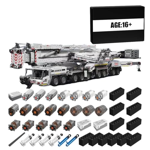 BlocteckToy LTM 11200 Kran Technik Raupenkran Klemmbausteine, 8506 Teile Kranwagen MOC Bagger LKW Kran Baufahrzeug Bauspielzeug Modell mit 20 Motoren und Dreistufiger Auslege von BlocteckToy