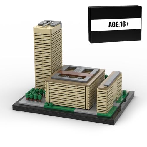 BlocteckToy MOC Klemmbausteine Deutschland Frankfurt Skyline Internationales Geschäftszentrum Modell, 974 Teile Groß Architecture Straßenszene Haus Modulare Gebäude Set, MOC-161812 von BlocteckToy