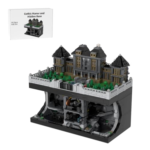 BlocteckToy MOC Klemmbausteine Gotisches Herrenhaus und versteckte Basis Modell, 1613Teile Architecture Straßenszene Haus Modulare Gebäude Set, MOC-190650 von BlocteckToy