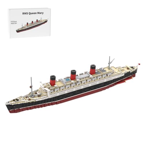 BlocteckToy MOC Klemmbausteine Kreuzfahrtschiff Modell, 3797 Teile 1/400 Maßstab RMS Queens Mary Britischer Ozeandampfer Kreuzfahrtschiff Groß Schiff Set von BlocteckToy