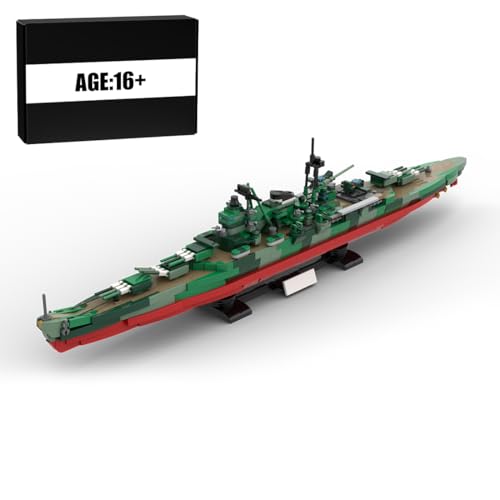 BlocteckToy MOC Klemmbausteine Kriegsschiff Modell, 1422 Teile 1/300 WW2 Mikuma Schwere Kreuzer Schlachtschiff WW2 Militär Technik Groß Schiff Set von BlocteckToy