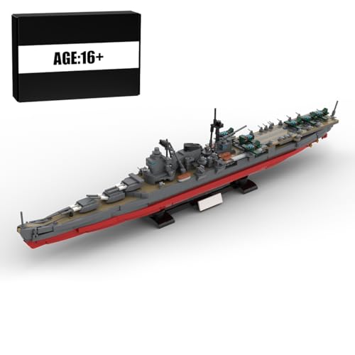 BlocteckToy MOC Klemmbausteine Kriegsschiff Modell, 1539 Teile 1/300 WW2 Japanischer Kreuzer Suzuya Schlachtschiff WW2 Militär Technik Groß Schiff Set von BlocteckToy