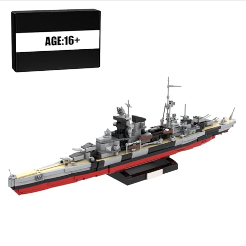 BlocteckToy MOC Klemmbausteine Kriegsschiff Modell, 1674 Teile 1/300 WWII Deutscher Kreuzer Admiral Hipper Schlachtschiff, Militär Technik Groß Schiff Set von BlocteckToy