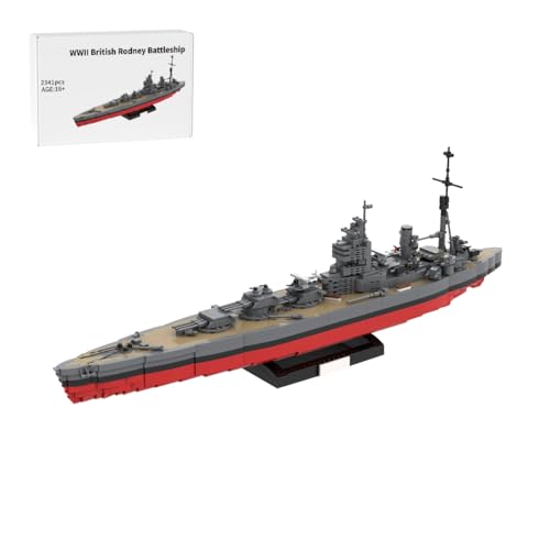 BlocteckToy MOC Klemmbausteine Kriegsschiff Modell, 2341 Teile 1/300 WWII Britisches Rodney-Schlachtschiff, Militär Technik Groß Schiff Set von BlocteckToy