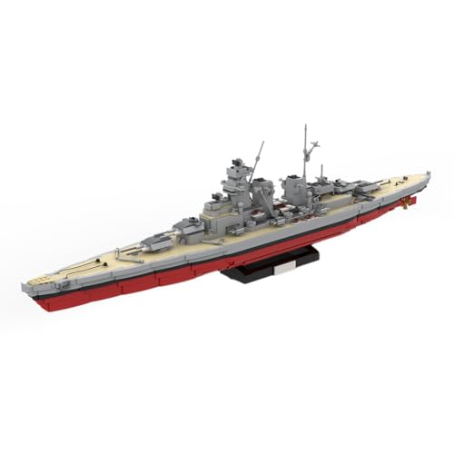 BlocteckToy MOC Klemmbausteine Kriegsschiff Modell, 3339 Teile 1/300 Friedrich der Große Seeschlachtschiff WW2 Militär Technik Groß Battleship Set von BlocteckToy