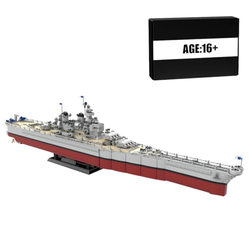 BlocteckToy MOC Klemmbausteine Kriegsschiff Modell, 3774 Teile Schlachtschiff USSMissouri WW2 Militär Technik Groß Schiff Set, MOC-196414 von BlocteckToy