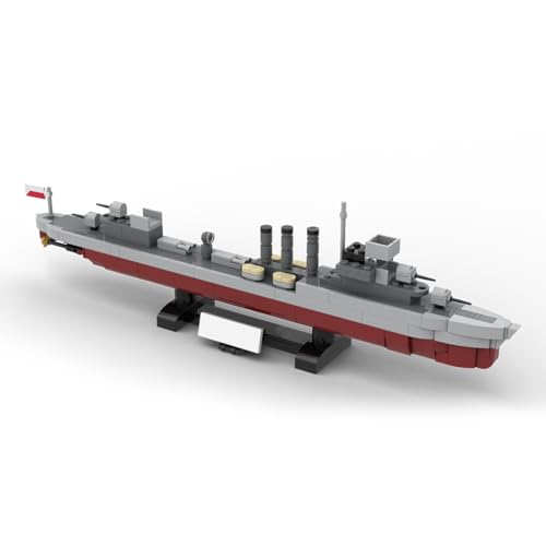 BlocteckToy MOC Klemmbausteine Kriegsschiff Modell, 426 Teile 1/300 Mini Kriegsschiff Militär Schlachtschiff WW2 Technik Schiff Set von BlocteckToy