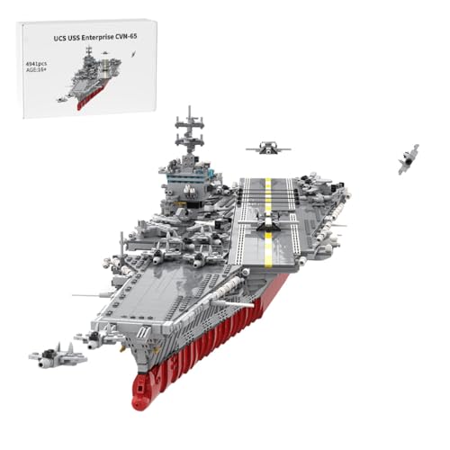 BlocteckToy MOC Klemmbausteine Kriegsschiff Modell, 4941 Teile 1/350 MOC UCS USS Enterprise CVN-65 Atomgetriebener Flugzeugträger Technik Schiff Set von BlocteckToy