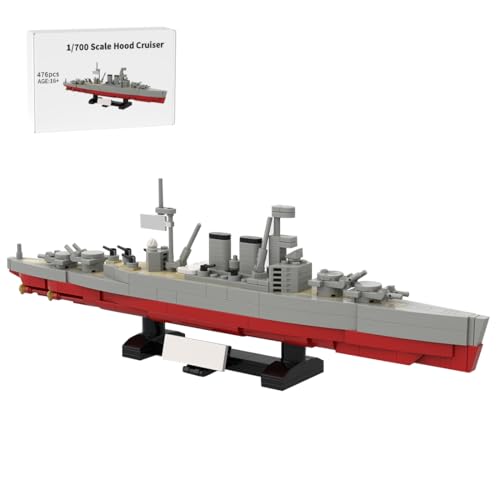 BlocteckToy MOC Klemmbausteine Kriegsschiff Modell, 647 Teile 1/700 WWII Schlachtschiff Hood Militär Technik Groß Schiff Set von BlocteckToy