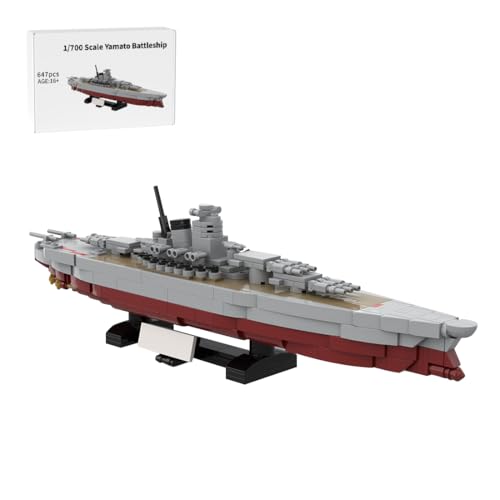 BlocteckToy MOC Klemmbausteine Kriegsschiff Modell, 647 Teile 1/700 WWII Schlachtschiff Yamato Militär Technik Groß Schiff Set von BlocteckToy