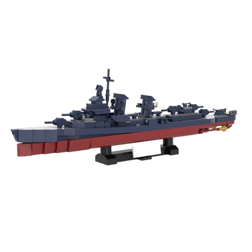 BlocteckToy MOC Klemmbausteine Kriegsschiff Modell, 654 Teile 1/300 WWII USS Johnston (DD-557) Zerstörer Schlachtschiff, Militär Technik Groß Schiff Set von BlocteckToy