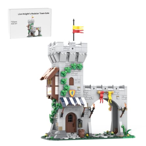 BlocteckToy MOC Klemmbausteine Löwenritter Modulares Stadttor- 755 Teile, MOC-204044 von BlocteckToy