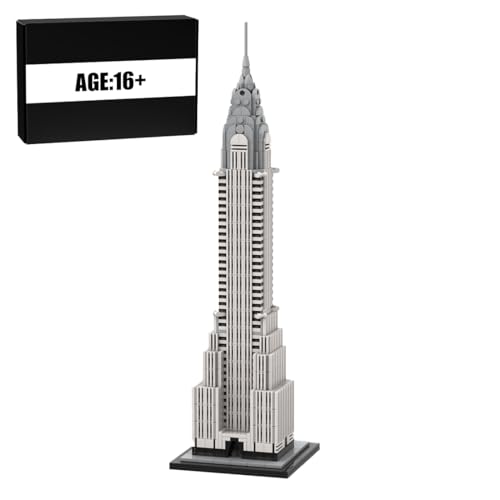 BlocteckToy MOC Klemmbausteine Manhattan Wahrzeichen Modell, 1207 Teile 1/800 Groß Architecture Turm Gebäude Set, MOC-127022 von BlocteckToy