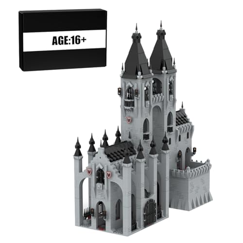 BlocteckToy MOC Klemmbausteine Mittelalterlich-Gotisches Horror-Schloss Modell, 3154 Teile Groß Architecture Mittelalterliche Burg Gebäude Set, MOC-186929 von BlocteckToy