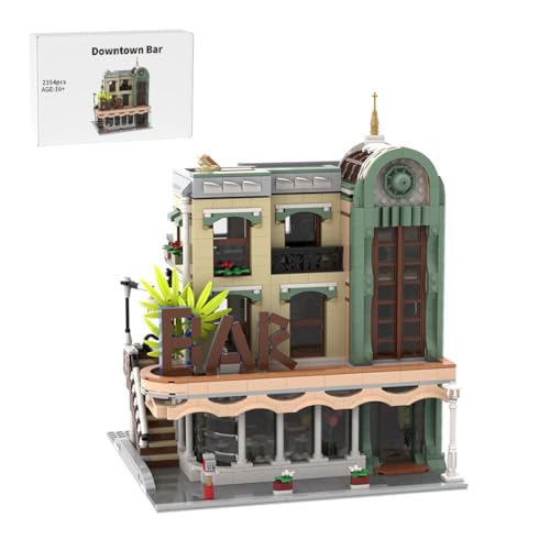 BlocteckToy MOC Klemmbausteine Mittelalterliche Bar in der Innenstadt Modell, 2354Teile Groß Architecture Straßenszene Haus Modulare Gebäude Set, MOC-187660 von BlocteckToy