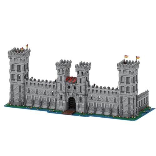 BlocteckToy MOC Klemmbausteine Mittelalterliche Burgfront Modell, 10893 Teile Groß Architecture Burg Gebäude Set, MOC-131582 von BlocteckToy