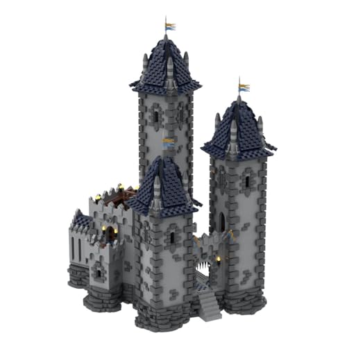 BlocteckToy MOC Klemmbausteine Mittelalterliche Dreitürmige Burg Modell, 10325 Teile Groß Architecture Burg Gebäude Set von BlocteckToy