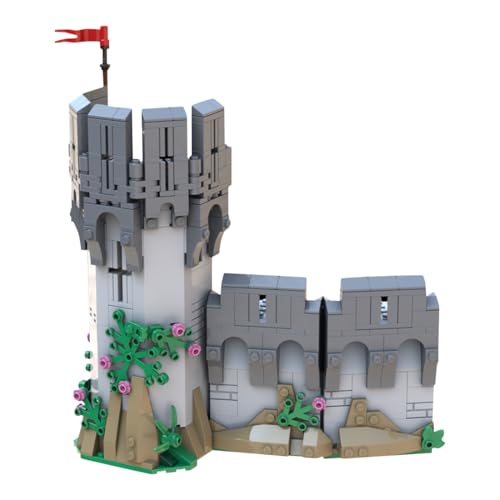 BlocteckToy MOC Klemmbausteine Mittelalterliche Falken Gebogene Mauer Burg Modell, 453 Teile Groß Architecture Burg Gebäude Set, MOC-156734 von BlocteckToy