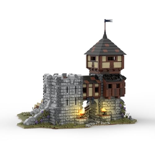 BlocteckToy MOC Klemmbausteine Mittelalterliche Festung Modul eines großen Dorfes Thema Modell, 7126 Teile Mittelalterliches Dorf Gebäude Set, MOC-76512 von BlocteckToy