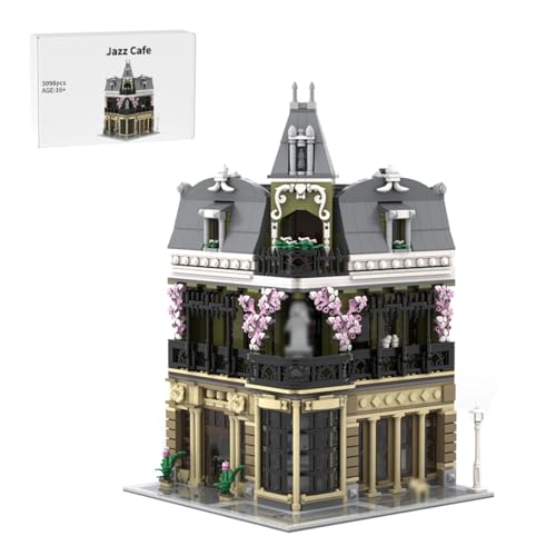 BlocteckToy MOC Klemmbausteine Mittelalterliche Jazz-Café Modell, 3098Teile Groß Architecture Straßenszene Haus Modulare Gebäude Set, MOC-176289 von BlocteckToy