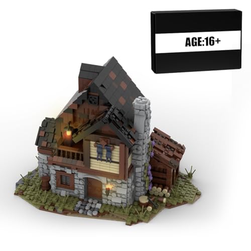 BlocteckToy MOC Klemmbausteine Mittelalterliche Ranchhaus Modul eines großen Dorfes Thema Modell, 2242Teile Mittelalterliches Dorf Gebäude Set, MOC-49535 von BlocteckToy