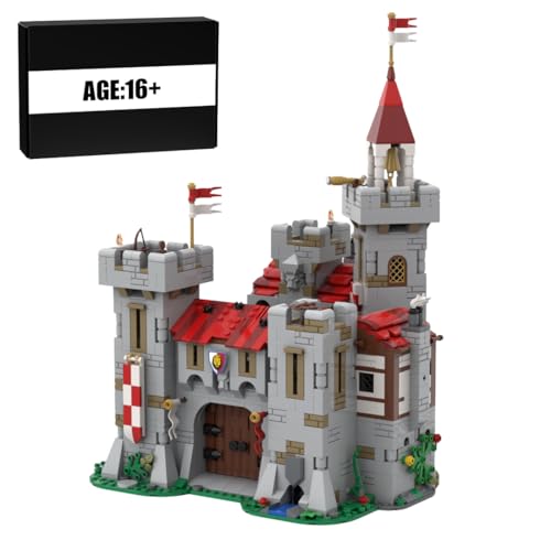 BlocteckToy MOC Klemmbausteine Mittelalterliche Riverside Königliche Ritterburg Modell, 2580 Teile Architecture Burg Gebäude Set, MOC-176629 von BlocteckToy