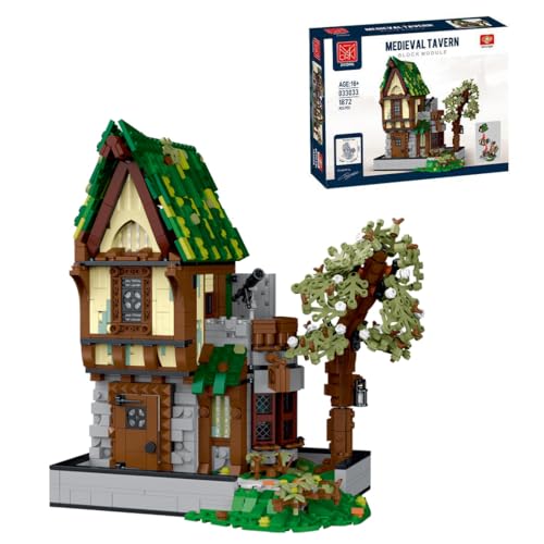 BlocteckToy MOC Klemmbausteine Mittelalterliche Taverne Modell, 1872 Teile Mittelalterliches Haus Gebäude Set, MOC-117629 von BlocteckToy