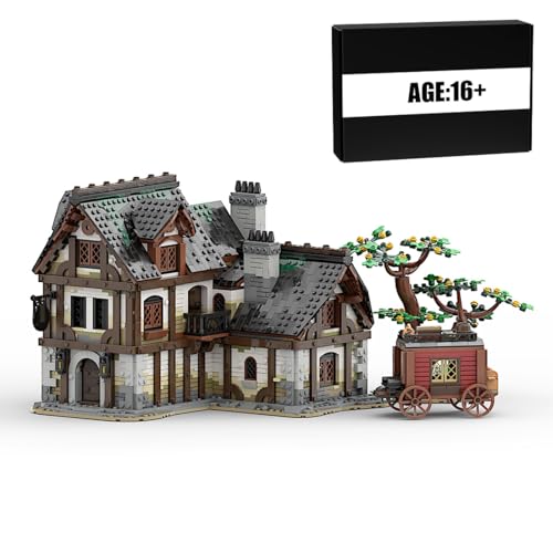 BlocteckToy MOC Klemmbausteine Mittelalterliche Taverne Modell, 3422 Teile Groß Architecture Haus Burg Gebäude Set, MOC-177601 von BlocteckToy