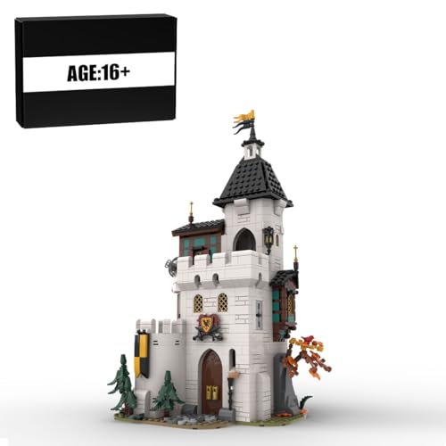 BlocteckToy MOC Klemmbausteine Mittelalterliche Weißer Turm Modell, 1213 Teile Groß Architecture Burg Gebäude Set, MOC-189672 von BlocteckToy