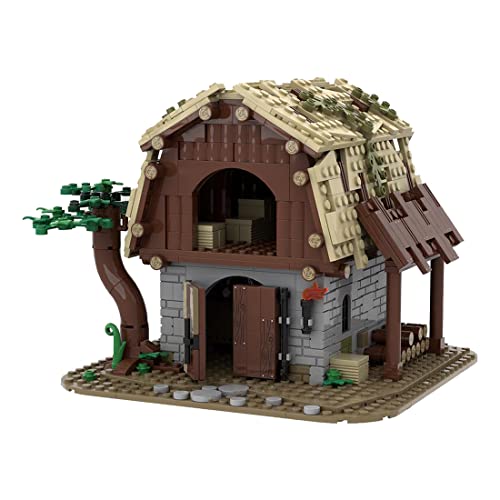 BlocteckToy MOC Klemmbausteine Mittelalterlicher Stall Modell 708 Teile Mittelalterliches Dorf Gebäude Set, Kompatibel mit 21325 Mittelalterliche Schmiede, MOC-87196 von BlocteckToy