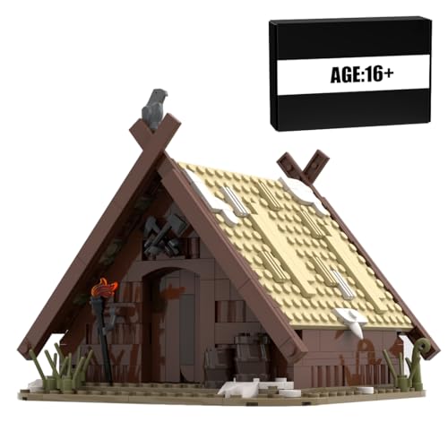 BlocteckToy MOC Klemmbausteine Mittelalterlicher Wikingerhaus Modell, 311 Teile Mittelalterliches Dorf Gebäude Set, Kompatibel mit 21325 Mittelalterliche Schmiede, MOC-93063 von BlocteckToy