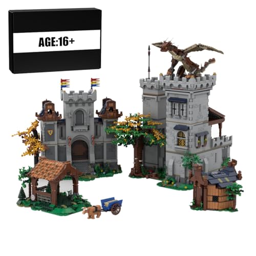 BlocteckToy MOC Klemmbausteine Mittelalterliches Burgabenteuer Modell, 6030 Teile Groß Architecture Burg Gebäude Set, MOC-173168 von BlocteckToy